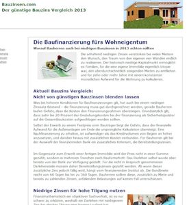 bauzinsen.com liefert Konsumenten Tipps zur Baufinanzierung