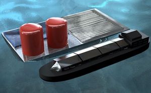 Schwimmende Plattform produziert Solar-Wasserstoff (Grafik: Daniel Esposito)
