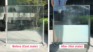 Das "flüssige" Fenster bei verschiedenen Temperaturen (Foto: ntu.edu.sg)