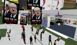Auch in der virtuellen Welt unbeliebt: Rechtsaußen-Kandidat Le Pen (Foto: Second Life)