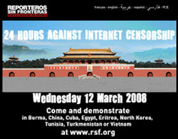 Reporter Ohne Grenzen ruft zur Online-Demo gegen Zensur im Internet auf (Foto: rsf.org)