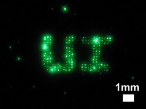 Stark vergrößertes Test-Bild vom FED mit Kupfer-Nanodrähten (Foto: Kyekyoon Kim, UIUC)
