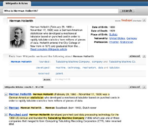 Powerset-Suche zu IBM-Gründer Herman Hollerith (Foto: pressetext)