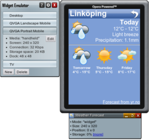Emulator: So würde das Wetter-Widget auf dem handy aussehen (Foto: opera.com)