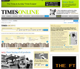 Über 20 Mio. Artikel finden sich im Online-Archiv der Times (Foto: timesonline.co.uk)