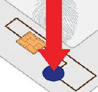 Druckemfpindlicher Schalter zwischen RFID-Chip und Sendeantenne (Foto: Peratech) Druckemfpindlicher Schalter zwischen RFID-Chip und Sendeantenne (Foto: Peratech)