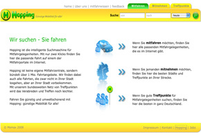 Die Suche nach Mitfahrgelegenheiten ist auf Hopping.de kostenlos möglich (Foto: hopping.de)