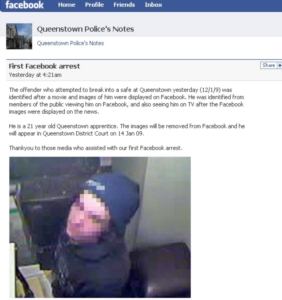 Verbrecherjagd auf Facebook (Foto: facebook.com/queenstown-police)