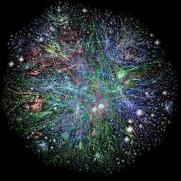 Darstellung der Knoten und Verbindungen im Web (Foto: Internet Mapping Project, Lumeta)