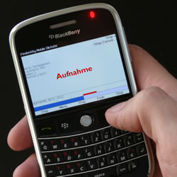 Einfache Diktat-Aufnahme auf dem BlackBerry (Foto: thax.com)