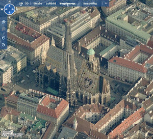 Wiener Stephansdom in der Vogelperspektive bei Virtual Earth (Foto: Microsoft Virtual Earth)