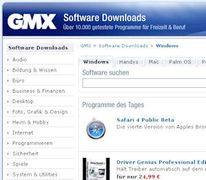 GMX startet Downloadportal für PC-Anwendungen (Foto: gmx.de)