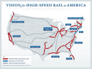 Geplantes Hochleistungs-Bahnnetz in den USA (Foto: Whitehouse.gov)