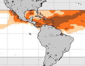 Die Korallenbleiche-Prognose für Oktober schägt Alarmstufe Rot (Bild: NOAA)