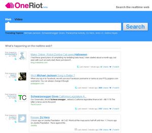 Echtzeitsuchmaschine OneRiot wird als Yahoo-Partner gehandelt (Foto: oneriot.com) Echtzeitsuchmaschine OneRiot wird als Yahoo-Partner gehandelt (Foto: oneriot.com)