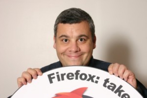 Tristan Nitot freut sich über fünf Jahre Firefox (Foto: mozilla.org)