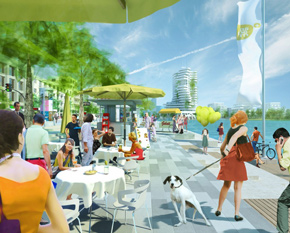 Visualisierung der Seepromenade in aspern Seestadt (Foto: schreinerkastler/Wien 3420 AG)