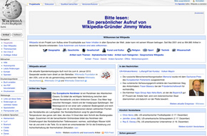 Die Online-Enzyklopädie Wikipedia hofft auf Spenden (Foto: de.wikipedia.org)
