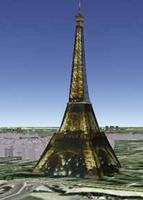 Der Eifelturm in der überarbeiteten Live3D-Darstellung (Foto: amos.cse.wustl.edu/live3d)