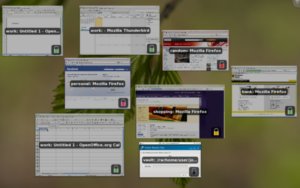 Qubes OS präsentiert viele isolierte Apps auf einem Desktop (Foto: Invisible Things Lab)