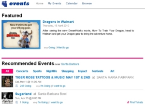 MySpace Events verbindet auch zu Konkurrenzseiten (Foto: myspace.com)