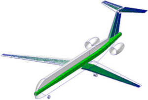 Grünes Flugzeug: Künftig mit großen Triebwerken und schlankeren Flügeln (Grafik: DLR)
