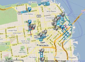 Straßenkarte: SFpark führt Autolenker zu freien Parkplätzen (Foto: sfpark.org)