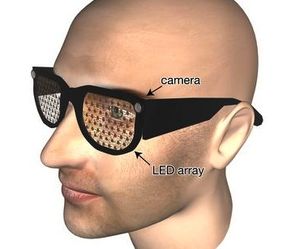 Konzeptskizze: LED-Brille mit Smartphone-Kamera (Foto: Stephen Hicks) 