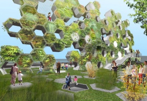 Billboard-Park: Vertikaler Erholungsraum im Industriezentrum (Foto: efgh-ny.com)