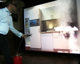 Löschtraining: Virtuelle Brände bekämpfen (Foto: FH St. Pölten/ZA Mostviertel)