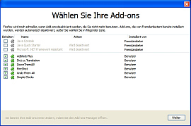 Add-on-Auswahl: Die erste auffallende Neuerung von Firefox 8 (Foto: Screenshot)