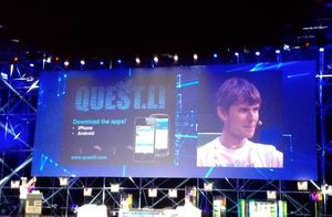 Questli CEO Danil Kozyatnikov on stage at LeWeb (free to use)
