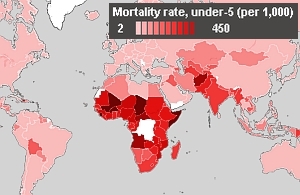 Kindersterblichkeit: Besonders hoch, wo Trinkwasser fehlt (Bild: Weltbank)