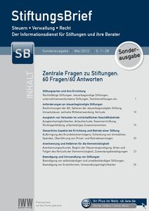 Die Stiftungsbrief-Sonderausgabe gibt Antworten auf 60 Fragen rund um Stiftungen