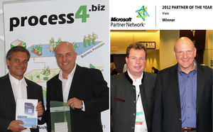 G. Obermeier, Microsoft; Th. Handlir, Ch. Fehlinger, process4.biz; Steve Ballmer