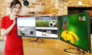 Extrabreit und unterteilbar: Der neue LG-Monitor (Foto: LGE)