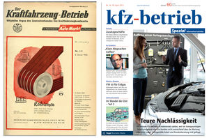 Die Titelseiten des »kfz-betrieb« der Jahre 1953 und 2013.