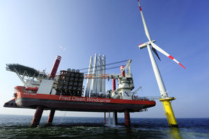Erste Windkraftanlage des EWE-Windparks Riffgat (Bild: EWE AG / Ibeler)