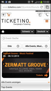 TICKETINO Mobile-Website (Foto: TICKETINO AG)