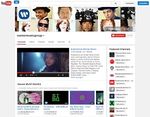 Warner Music auf YouTube: fördert Verkauf nicht unbedingt (Foto: youtube.com)