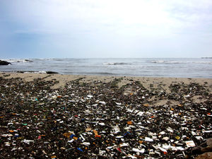 Vermüllter Strand: Plastikteile sind ein ernstes Problem (Foto: pixelio.de/IESM)