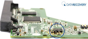 Defekte Festplatten-Elektronik (PCB) nach Blitzschaden (Foto: DATA REVERSE®)