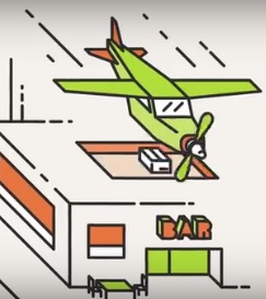 Zustellung wie im Flug: Die Bar nebenan hat das Paket (Foto: youtube.com)
