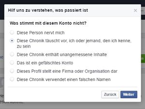 Meldesystem: soll User vor Fake-Accounts schützen (Foto: facebook.de)