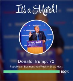 Donald Trump: matcht sich mit Nutzern von Tinder (Foto: gotinder.com)