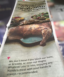 Hähnchen: Nando's Fleisch ist freizügiger als Frauen (Foto: twitter.com)