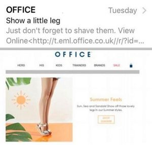 E-Mail: Promotion-Slogan verärgert Kundinnen massiv (Foto: office.co.uk)