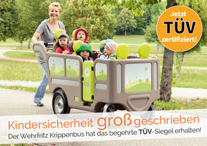 Krippenbus mit Motor erhält TÜV-Siegel (Foto: Wehrfritz GmbH)