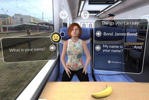 Zugfahrt: User lernen Smalltalk virtuell (Bild: mondlylanguages.com) Zugfahrt: User lernen Smalltalk virtuell (Bild: mondlylanguages.com)