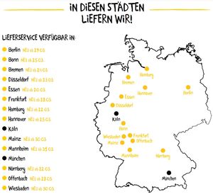 Lieferkarte: Im Osten sieht es sehr mau aus (Foto: mcdelivery.de)